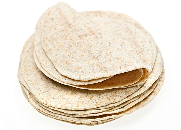 pila di tortillas integrale - whole wheat flour foto e immagini stock