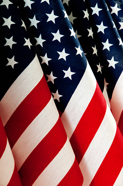 istock Close up of American Flags 157588871