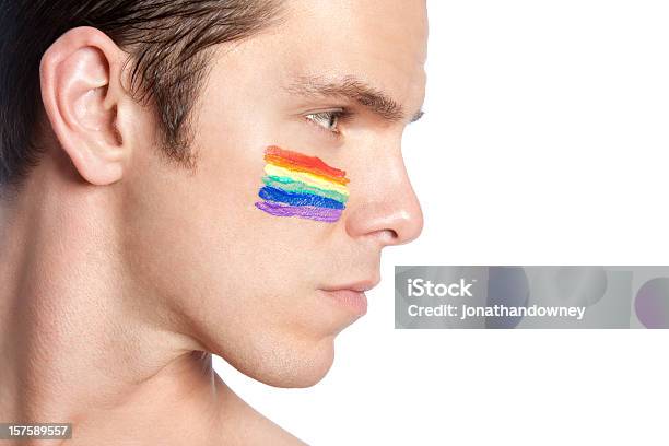 Arcobaleno Di Pittura Per Il Viso - Fotografie stock e altre immagini di A petto nudo - A petto nudo, Adulto, Ambientazione interna