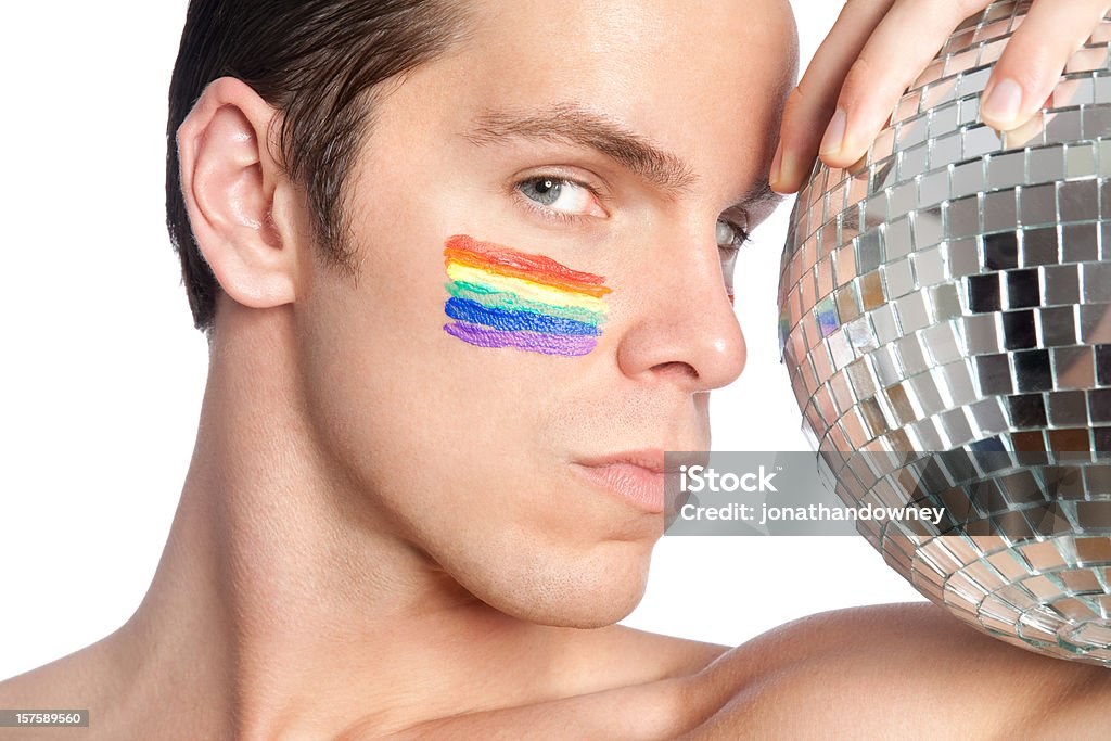 Arco-íris bola de discoteca homem - Foto de stock de Direitos dos Gays royalty-free