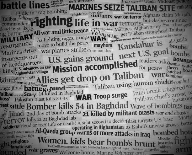 istock war headlines black and white with vignette 157589578