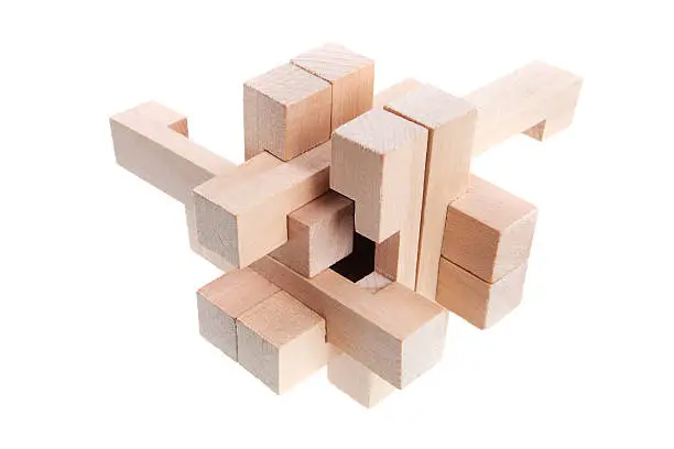 Wooden puzzle made of wooden parts.