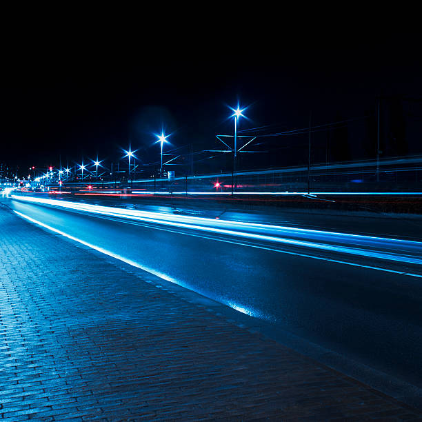 istock Traffic car light trails, Amsterdam 157589959