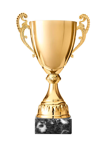 trophy with path - trophy stockfoto's en -beelden