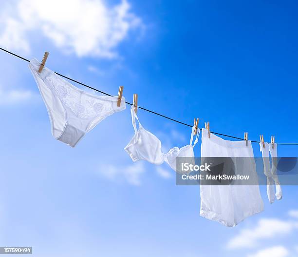 Foto de Underwear e mais fotos de stock de Peça íntima do vestuário - Peça íntima do vestuário, Varal de Roupa, Calcinha