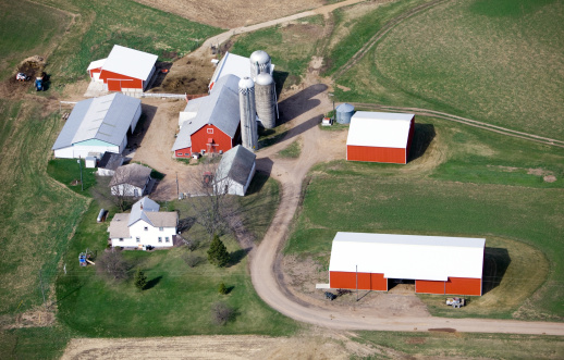 An aerial view of a farm in early spring.\u2028http://www.banksphotos.com/LightboxBanners/Aerial.jpg