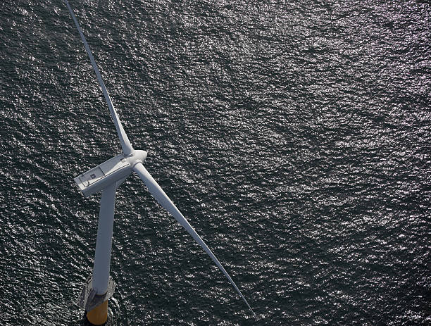 Top view of a wind turbine stock photo