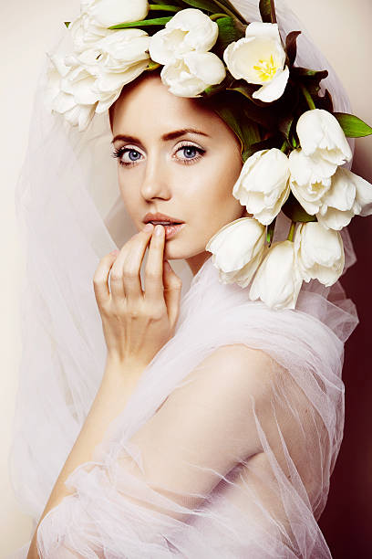 istock Beautiful woman with  flowers 157591281