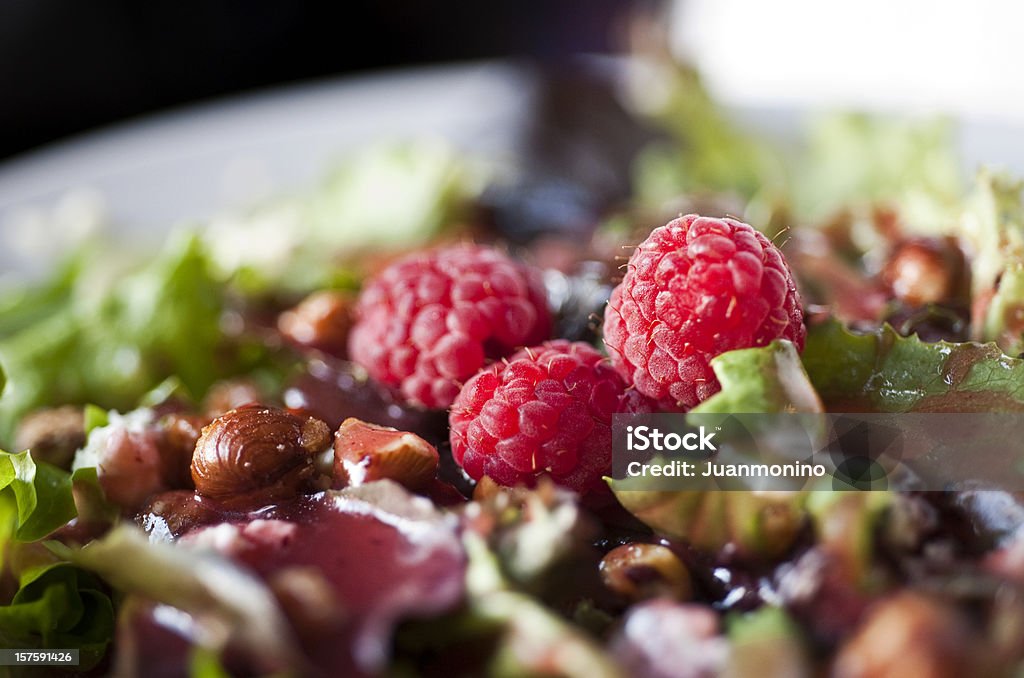 raspberries and blue cheese salad walnuts, raspberries and blue cheese salad close up Raspberry Stock Photo