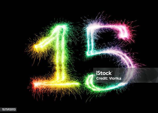 Sparkling Number 15 Stock Photo - Download Image Now - Number 15, Anniversary, Number
