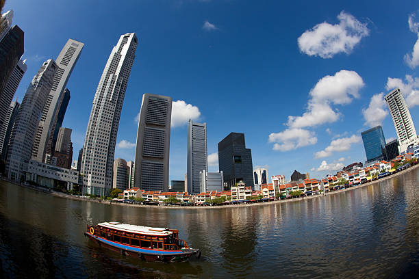 View of Clarke Quay at sunset, Singapore