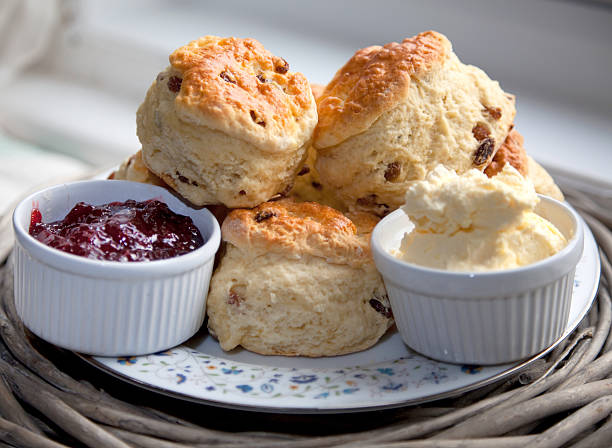 Cream Tea Scones, cream and jam scone photos stock pictures, royalty-free photos & images