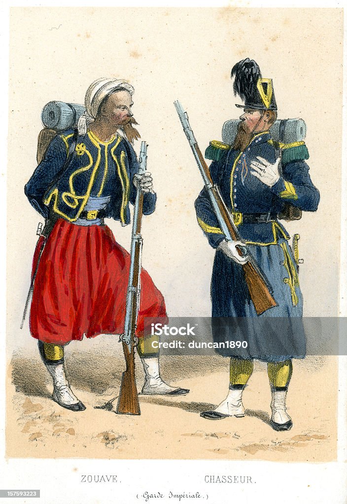 フランス、19 世紀の兵士 - 1850～1859年のロイヤリティフリーストックイラストレーション