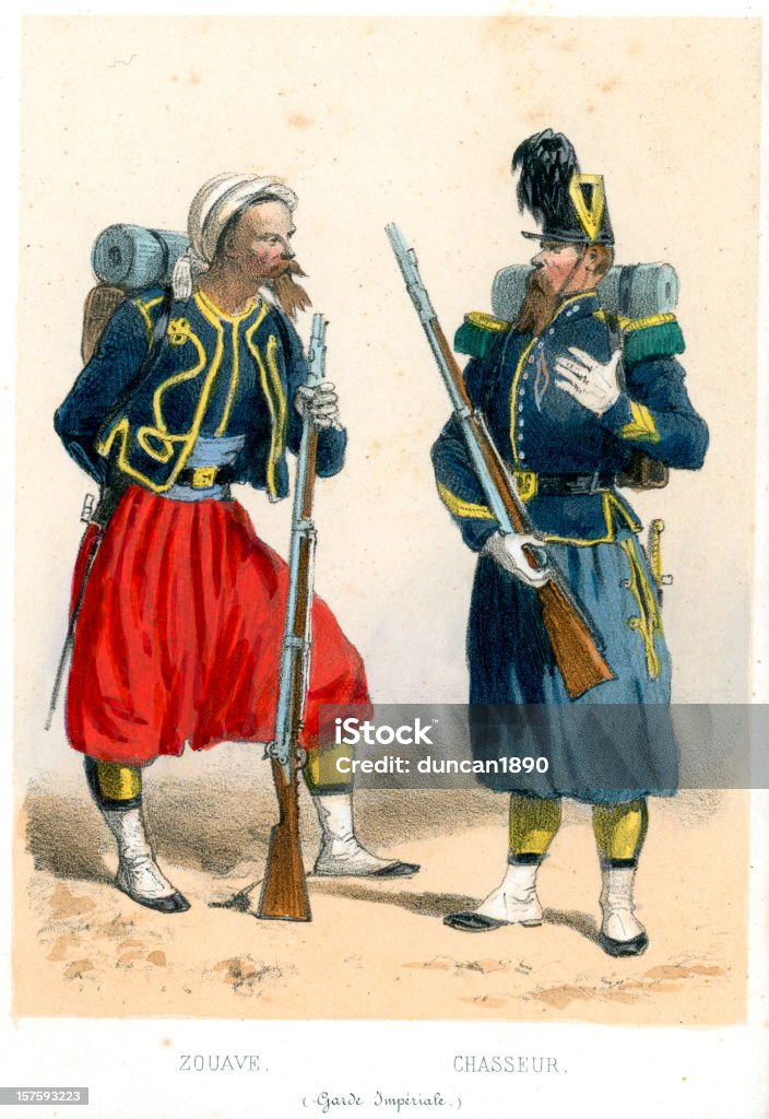 French soldados do século XIX - Ilustração de 1850-1859 royalty-free