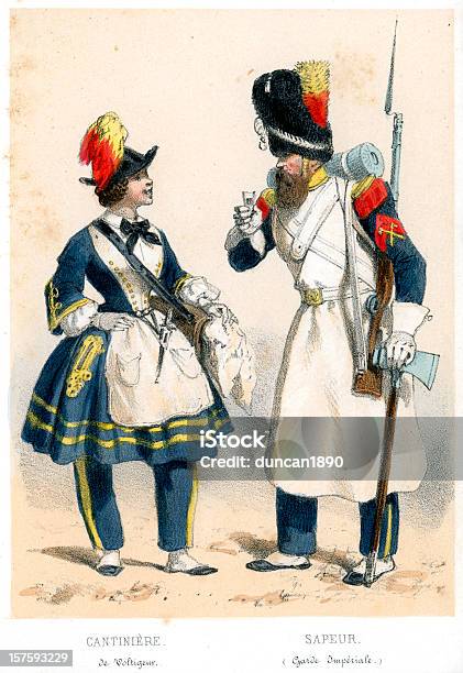 Francuski Armia Z Xix Wieku - Stockowe grafiki wektorowe i więcej obrazów Kompania reprezentacyjna - Kompania reprezentacyjna, 1850-1859, Antyczny