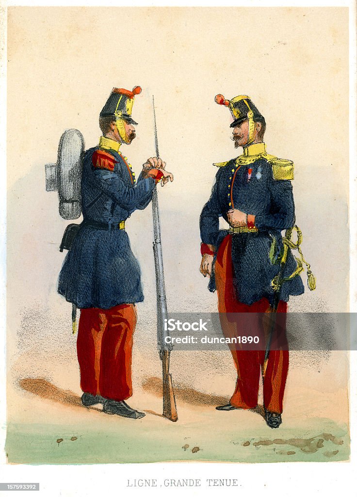 French soldados do século XIX - Ilustração de Acessório de Vestuário Histórico royalty-free