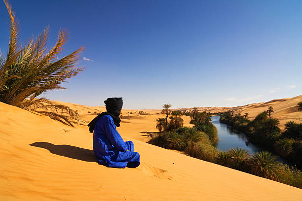 Libyan oasis - Mandara Lakes  bedouin photos stock pictures, royalty-free photos & images