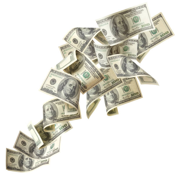istock Flying US dollar bills isolated with Clipping Path 157593900