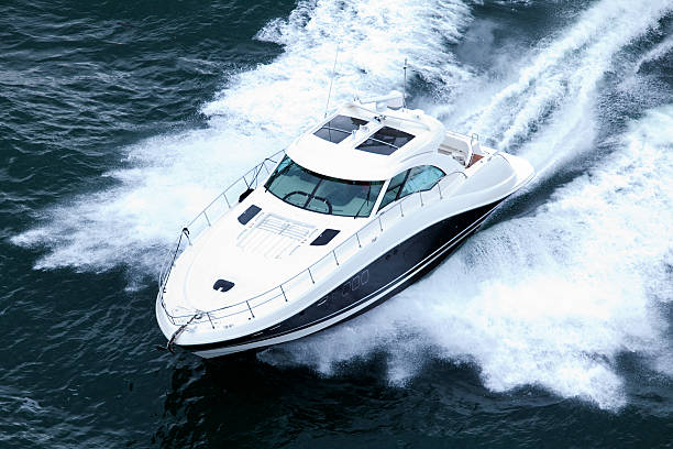 Speeding Powerboat stock photo