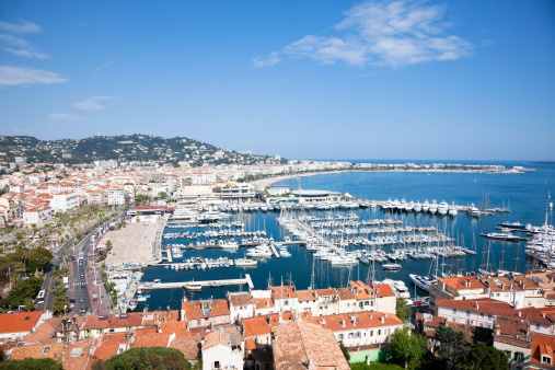 view of Cannes from the castle, location Cannes, France.