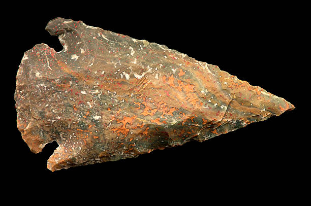 Flint ax and a bone club reconstruction from the Stone Age