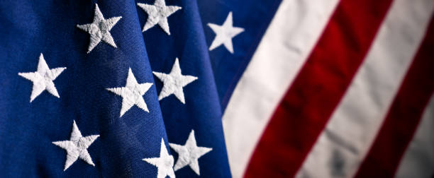 The U S A fabric flag close up