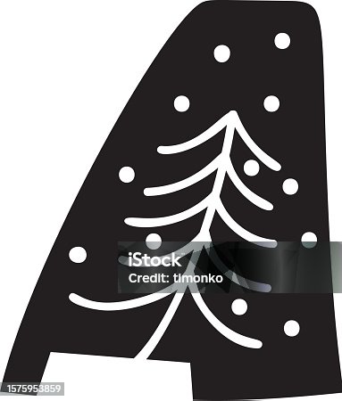 istock Display Christmas winter vector font letter A alphabet. Capital scandinavian letter typeface abc element for social media, web design, poster, banner, greeting card 1575953859