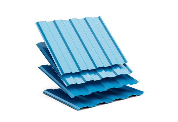 istock 3d Sea Blue Falling Metallic Stacks Of Corrugated Galvanised Iron For Roof Sheets 3d Illustration 1575976464