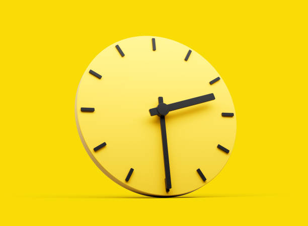 istock 3d Simple Yellow Round Wall Clock 2:30 Two Thirty Half Past 2 On Yellow Background 3d illustration 1575984059