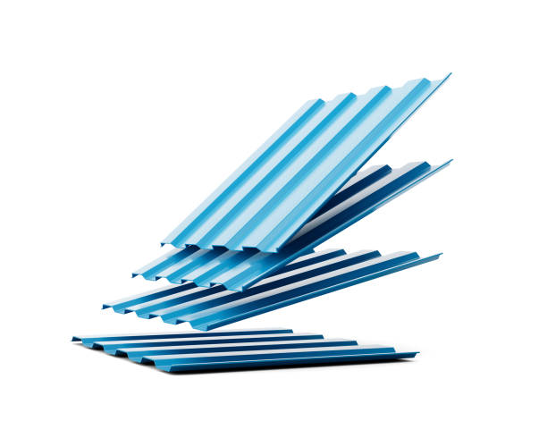 istock 3d Sea Blue Falling Metallic Stacks Of Corrugated Galvanised Iron For Roof Sheets 3d Illustration 1575986205