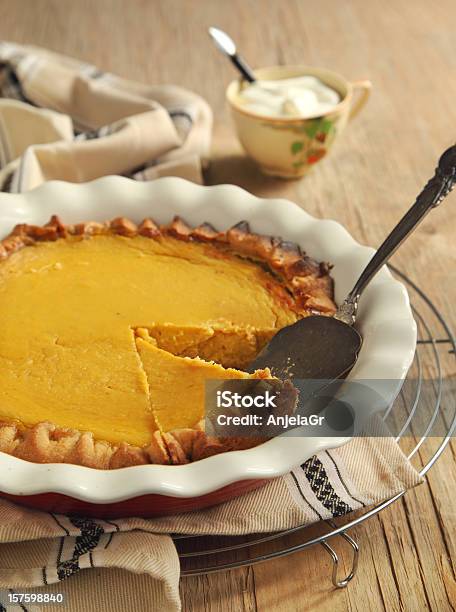 Traditional Pumpkin Pie Stock Photo - Download Image Now - Baked, Baked Pastry Item, Cream - Dairy Product