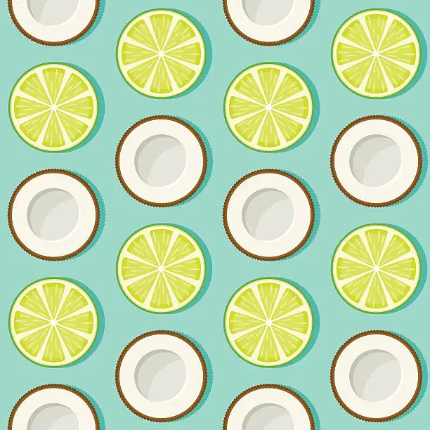 Vector illustration of Coconut Lime Seamless Pattern