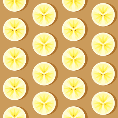 A pattern made from sliced bananas.  No gradients were used when creating this illustration.