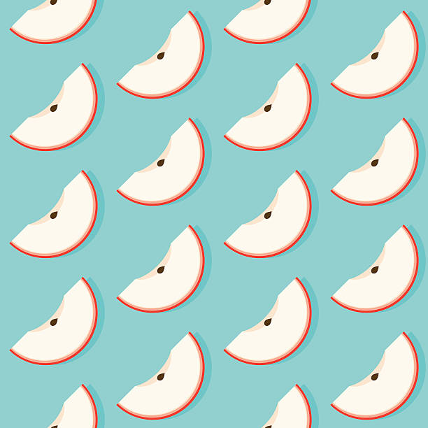 ilustraciones, imágenes clip art, dibujos animados e iconos de stock de manzana patrón sin costuras de corte - portion apple food pattern