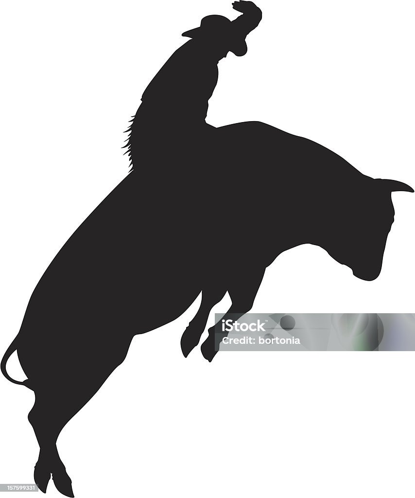 Bullrider силуэт - Векторная графика Bull Riding роялти-фри
