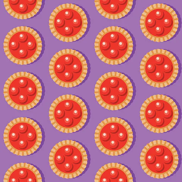 Vector illustration of Cherry Tart Seamless Pattern