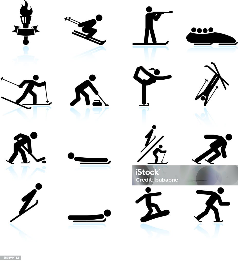 Esportes de inverno & preto e branco royalty free vector Conjunto de ícones - Vetor de Ícone de Computador royalty-free