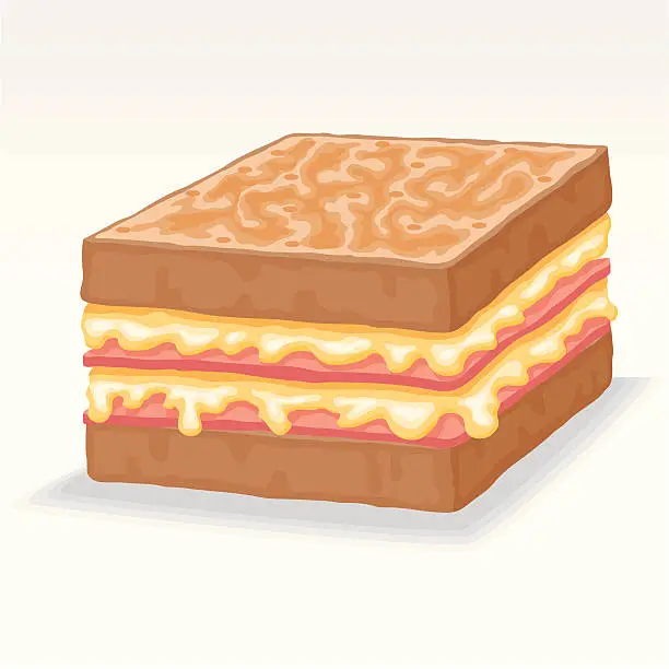 Vector illustration of Croque-monsieur Sandwich