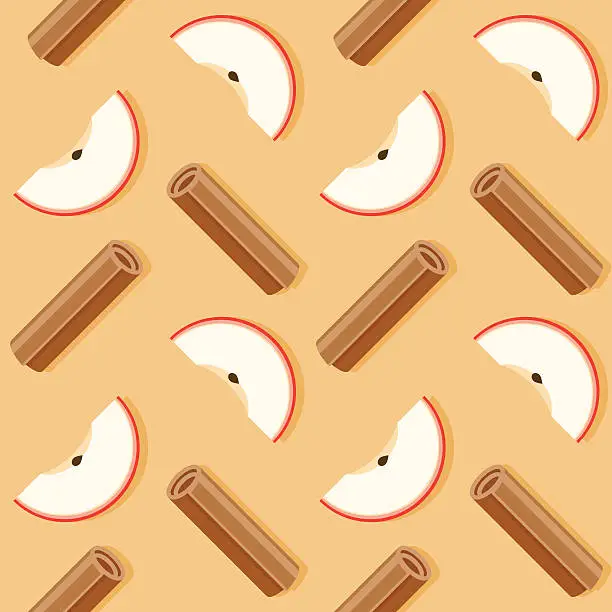 Vector illustration of Apple Cinnamon Seamless Pattern