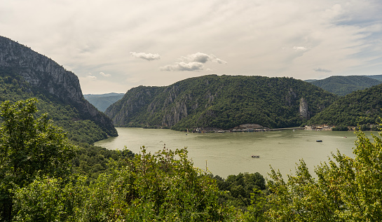 A view of the Decibel sculpture and the Djerdap gorge