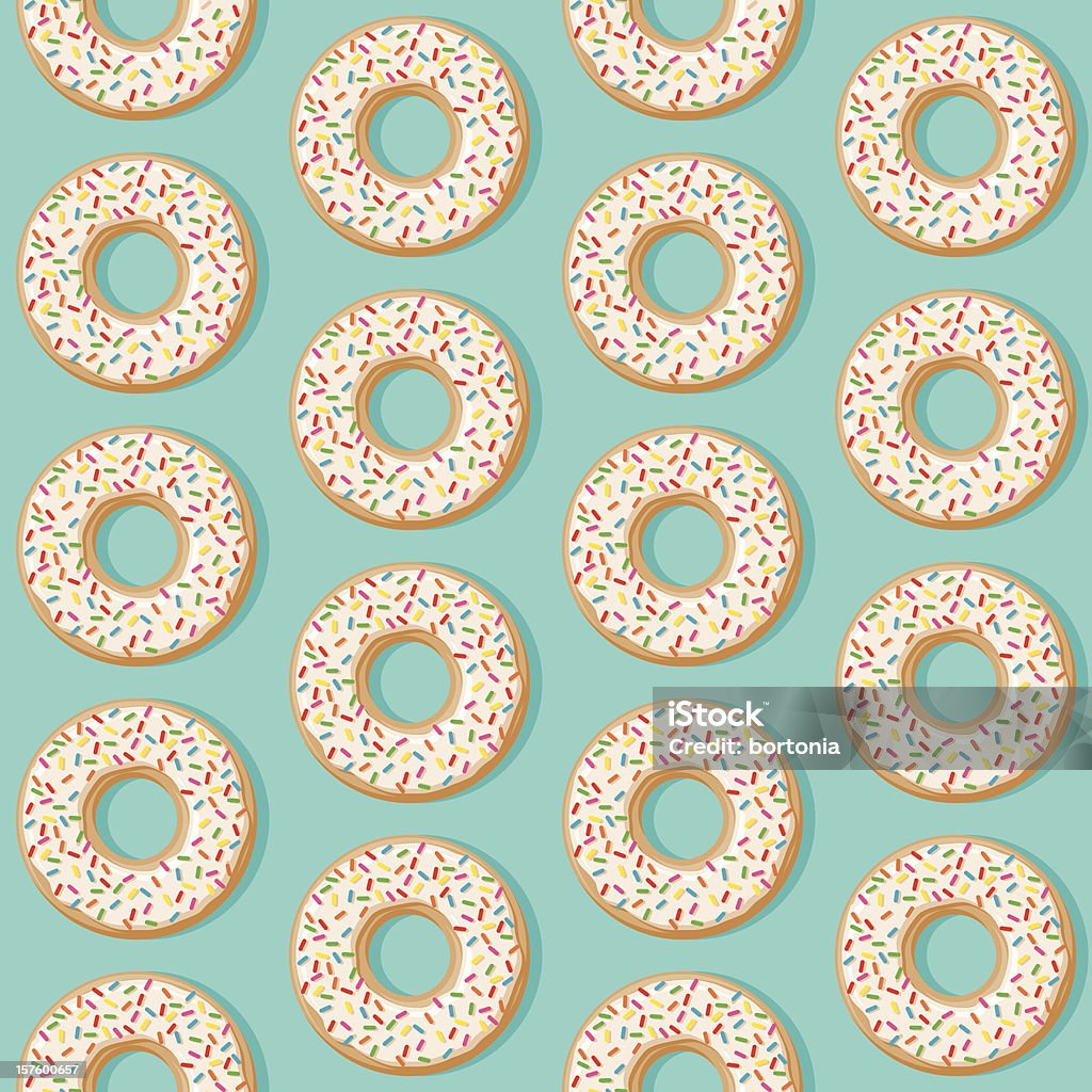 Bestreuter Donut Nahtlose Muster - Lizenzfrei Krapfen und Doughnuts Vektorgrafik