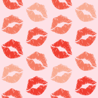 A seamless pattern made of lipstick prints. No gradients were used when creating this illustration.