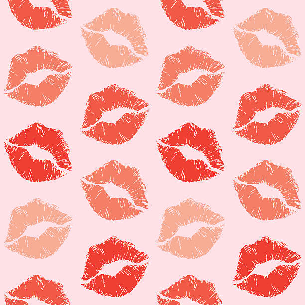 Lipstick Print Pattern Seamless A seamless pattern made of lipstick prints. No gradients were used when creating this illustration. lipstick kiss stock illustrations