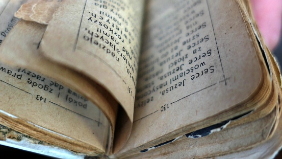 Antique brown leather hardcover book.