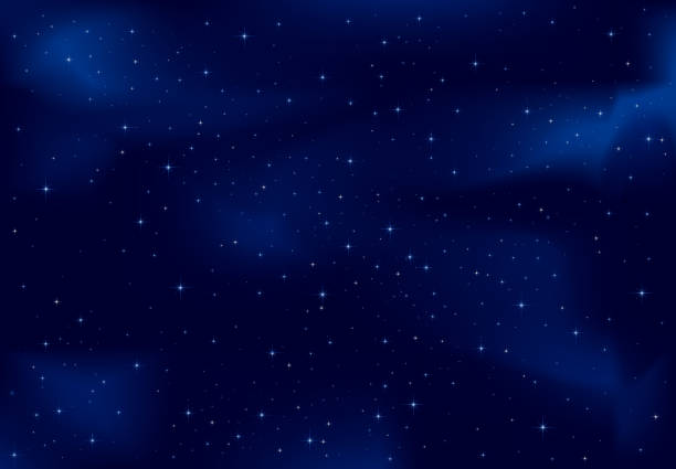 Blue Starry sky Night background, shining Stars on dark blue sky, illustration dark blue night stock illustrations