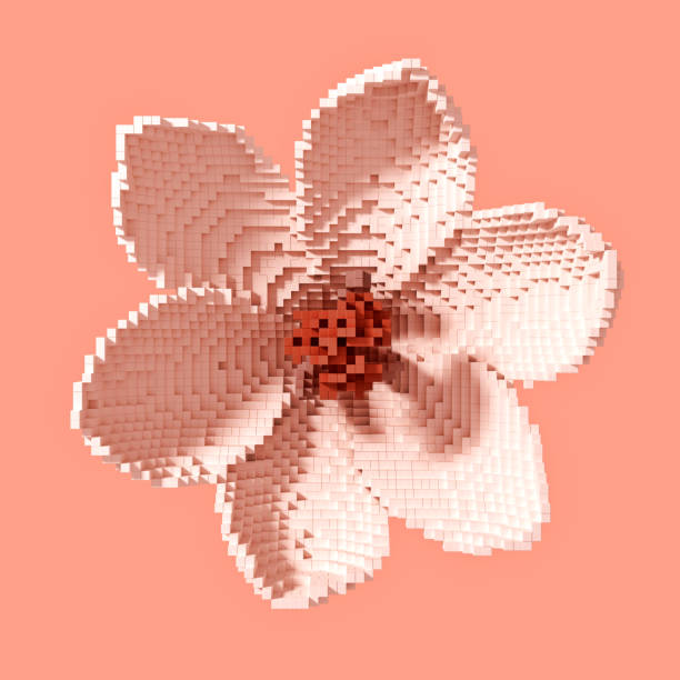 istock Blooming flower made of 3d pixels. NFT concept. 1576017179