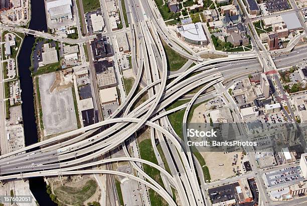 Large Interstate Highway Interchange In Downtown Milwaukee Wisconsin Stock Photo - Download Image Now