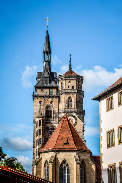 Clocktower Of Stiftskirche In Stuttgart, Germany