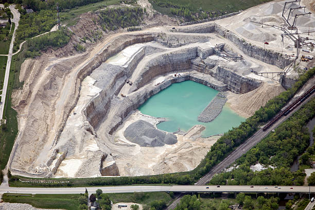 Aerial View of a Large Quarry and Rock Crushing Operation