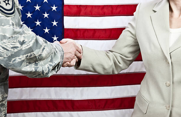 istock American Military and Civilian Handshake 157602568